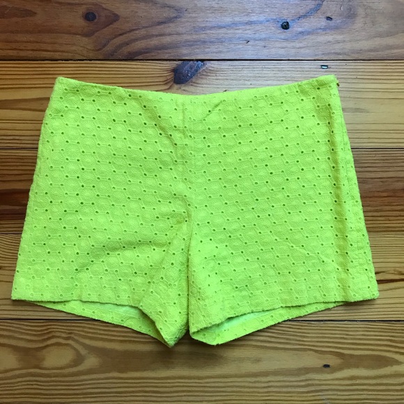 Ann Taylor Pants - Ann Taylor Green Yellow Eyelet Shorts, EUC, 4